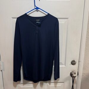 Cuts Navy Long Sleeve Henley Top